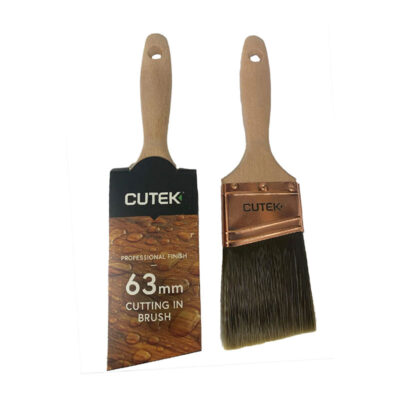 Cutek 2.5 inch cutting brush for applying wood oil and deck stain on exterior wood surfaces